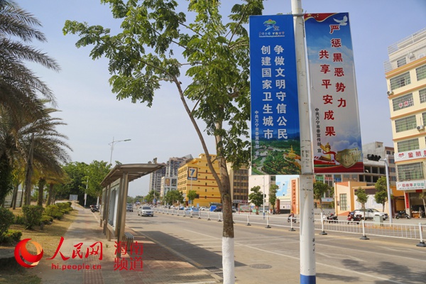 道路两旁的道旗标语 人民网记者毛雷 摄