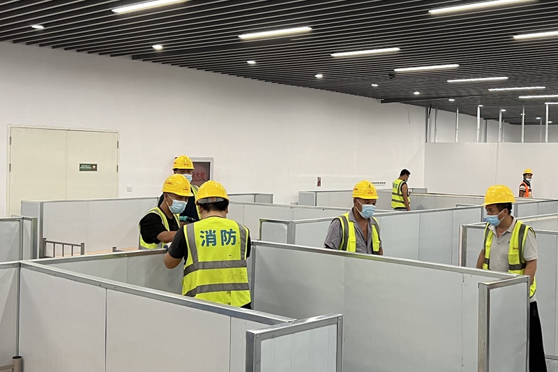 三亚市第三方舱医院项目施工现场。北京城建集团供图