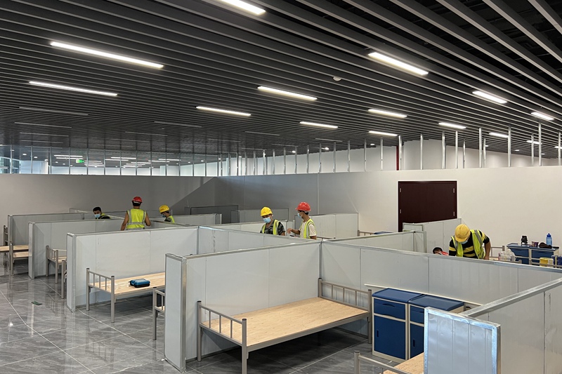 三亚市第三方舱医院项目施工现场。北京城建集团供图