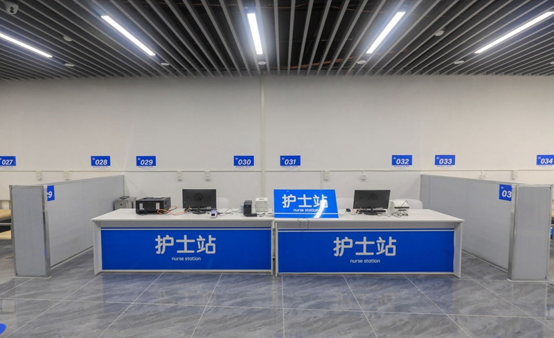 三亚市第三方舱医院内部设施投入使用。北京城建集团供图