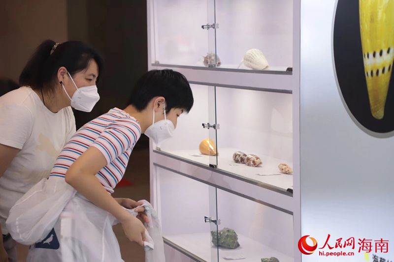 市民游客参观中国（海南）南海博物馆展区。人民网 牛良玉摄
