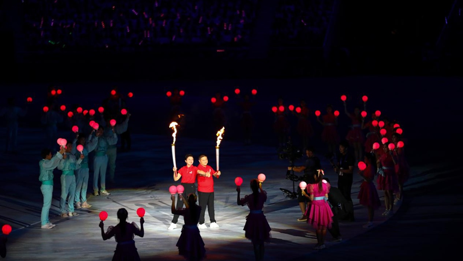 海南省第七屆少數民族傳統體育運動會開幕式現場火炬傳遞