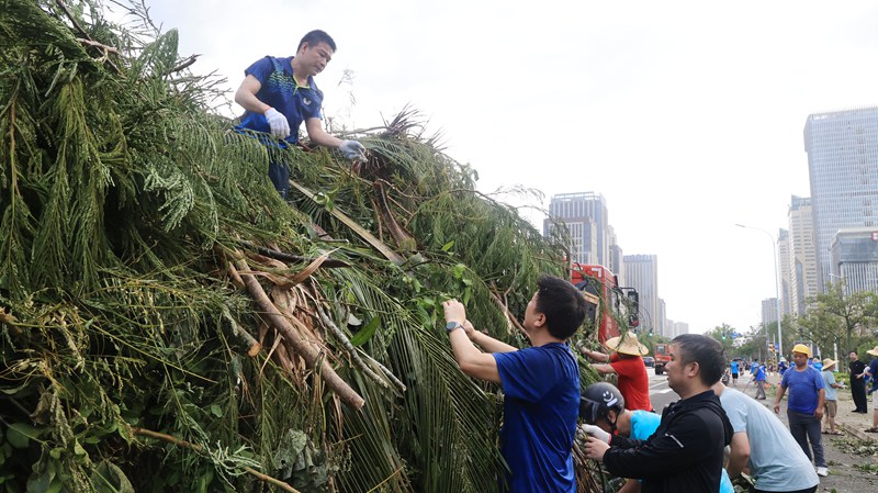 海南省自然资源和规划厅动员党员干部参与灾后恢复。海南省自然资源和规划厅供图