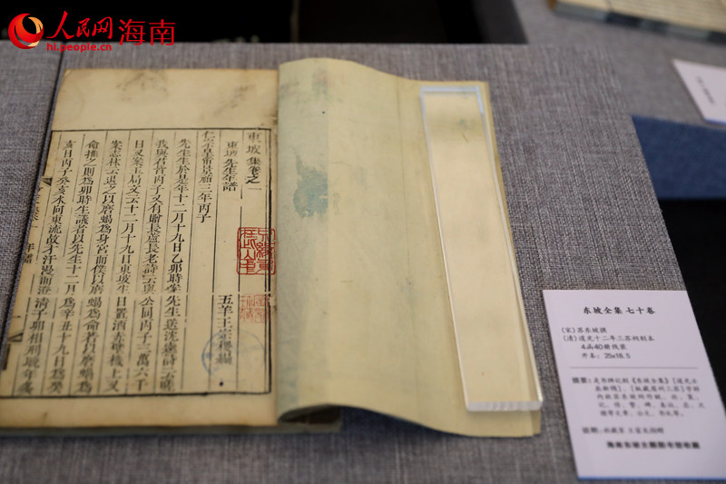 海南東坡主題圖書館展出的書籍。 人民網記者 孟凡盛攝