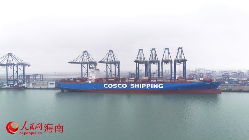 中遠海運遠東-南美西航線洋浦首航。人民網記者 符武平攝 - 副本