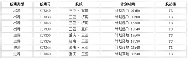注：航班信息以實際查詢為准