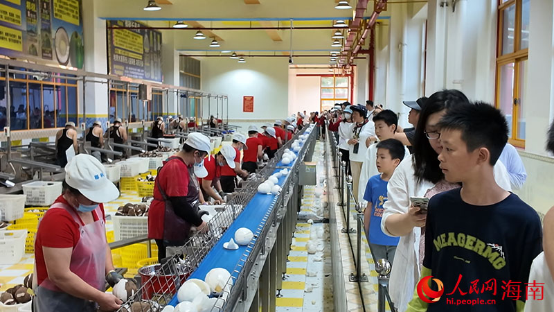 市民游客近距离参观生产过程。人民网记者 牛良玉摄