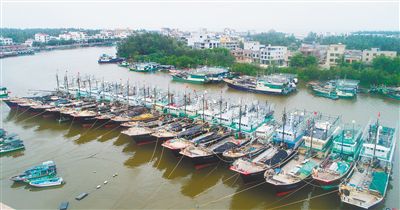 瓊海潭門漁港漁船回港避風
